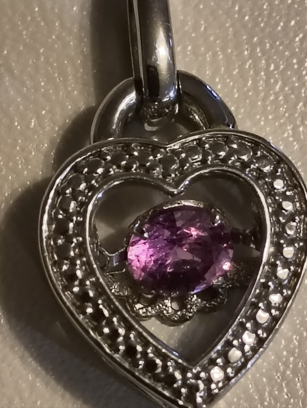 Estate Sterling Silver And Pink Sapphire Heart Pendant Signed